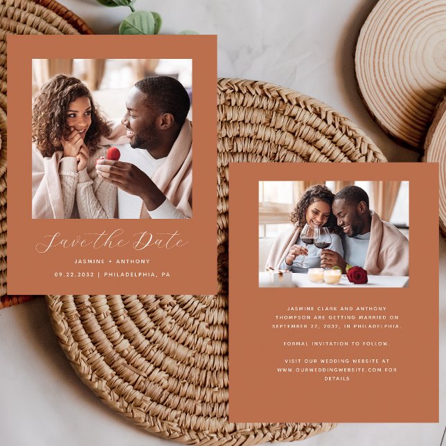 Budget 2 Foto Minimal Terracotta Save the Date (Von Creator hochgeladen)