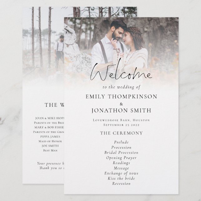 Budget 2 Fotos Overlay Script-Hochzeitsprogramm (Vorne/Hinten)