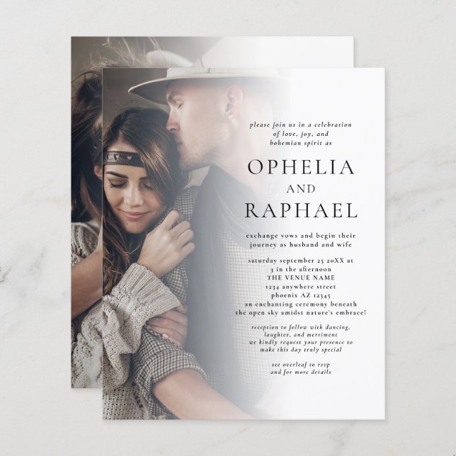 Budget 2 Fotos QR Code Bohemisch Hochzeitsstimme E (Vorne/Hinten)