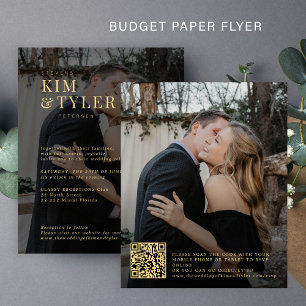 Budget 2 Fotos QR Gold Einladung zur Hochzeit Flyer