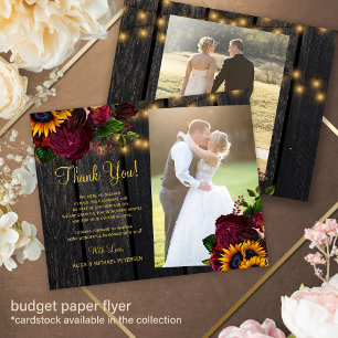 Budget 2 Fotos Sonnenblumen Rosen Hochzeit Danke Flyer