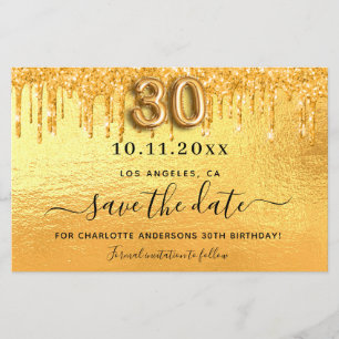 Budget 30. Geburtstag Gold Glitzer Save the Date