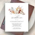 BUDGET 30. Geburtstag Pumpkin Fall Blume laden ein<br><div class="desc">Modernes und elegantes weißes Kürbis und Herbst Blume Blumendesign. Die weiche Aquarellpalette ist eine raffinierte Mischung aus weichem Rosa und dunkelgoldgelb und braun. Die Herbstlaube umgeben den weißen Kürbis für ein spezielles Herbstdisplay. Ideal für Ihre Geburtstagsfeier im Herbst.</div>