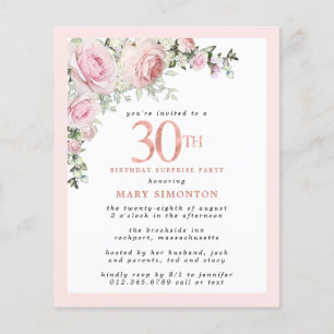 Budget 30. Geburtstag Überraschung Party Pink Flor