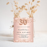 Budget 30. Rose Gold Glitzer Einladung<br><div class="desc">Für einen eleganten 30. Geburtstag. Eine Rose Gold Imitate metallisch aussehend Hintergrund. Mit Rose Gold dekoriert,  glänzen die rosa Imitate,  die Glitzern. Personalisieren und fügen Sie einen Namen und Party-Details. Der Name ist mit einem handgeschriebenen Stil Skript geschrieben,  Nummer 30 mit ballon Stil Schriftart.</div>