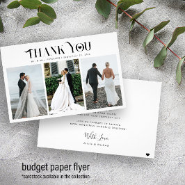 Budget 3 Foto Collage Moderne Hochzeit danke Flyer