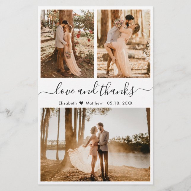 Budget 3 Foto Collage Wedding Vielen Dank Flyer (Vorne)