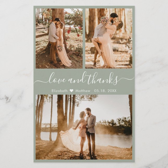 Budget 3 Foto Collage Wedding Vielen Dank Flyer (Vorne)