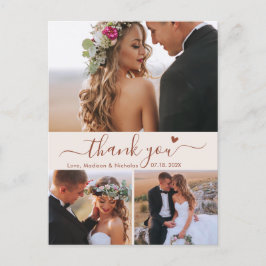 Budget 3 Foto Terracotta Script Wedding Vielen Dan Postkarte