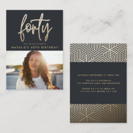 Budget 40. Geburtstag einfache stilvolle und elega Mitteilungskarte