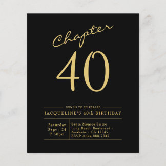 Budget 40. Geburtstag Einladung Black Gold Flyer