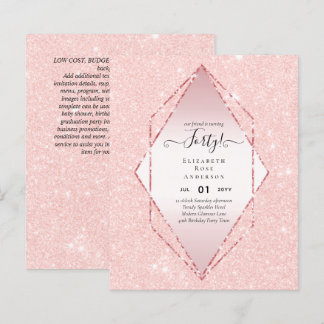 Budget 40. Geburtstag Glitzer Foil Pink Girly