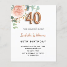 Budget 40. Geburtstag Rose Gold Eukalyptus floral