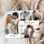 Budget 4 Foto Collage Wedding Danke, Script Flyer<br><div class="desc">Budget, Minimalistisch Elegant Modern Script 4 Foto Collage Wedding Danke Ihnen personalisiert günstige günstige Flyer. Stilvolle Hochzeit danke Ihnen Papier Vorlage mit vier (4) Foto auf der Vorderseite und ein Foto auf der Rückseite. Mit dem Text "Danke" in einer Wirblen Hand geschrieben Typografie Skript-Schriftart mit Swash in schwarz auf weißem...</div>