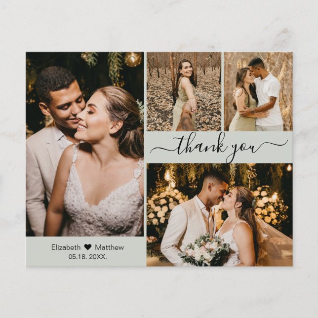 Budget 4 Foto Collage Wedding Danke, Script Flyer (Vorne)