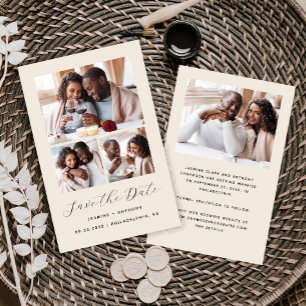 Budget 4-Foto-Minimalist-Beige Save-the-Date-Karte