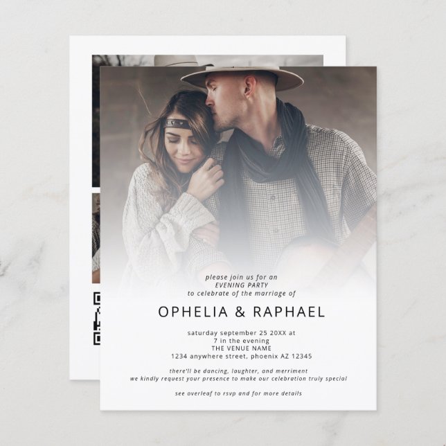 Budget 4 Foto Overlay QR Bohemisch Wedding Abend (Vorne/Hinten)