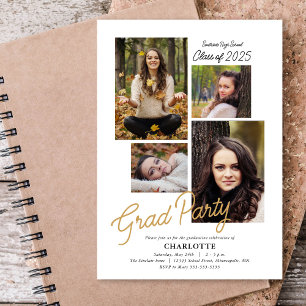 Budget 4 Fotocollage Graduation Party Einladung