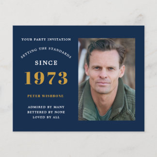 Budget 50. Geburtstag Einladung 1973 Name Foto Flyer