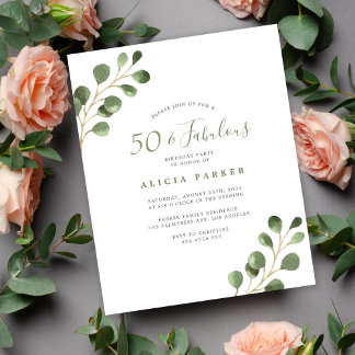 Budget 50. Geburtstag elegante Party Einladung