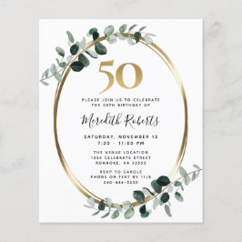 Budget 50. Geburtstag Eukalyptus Gold Party Einlad