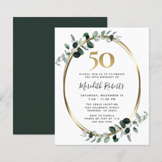 Budget 50. Geburtstag Eukalyptus Gold Party Einlad