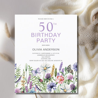 Budget 50. Geburtstag Lila Blumenlähmung