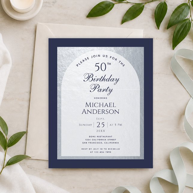 Budget 50 Geburtstag Mann Silver Navy Blauer Einla (Von Creator hochgeladen)