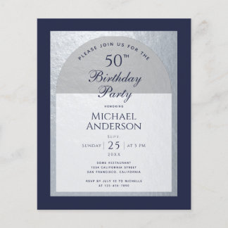 Budget 50 Geburtstag Mann Silver Navy Blauer Einla