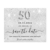 Budget 50. Geburtstag Silber Glitzer Save the Date