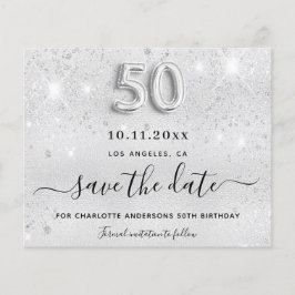 Budget 50. Geburtstag Silber Glitzer Save the Date