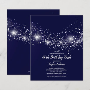 Budget 50. Geburtstagsstars auf Navy Blue Invites