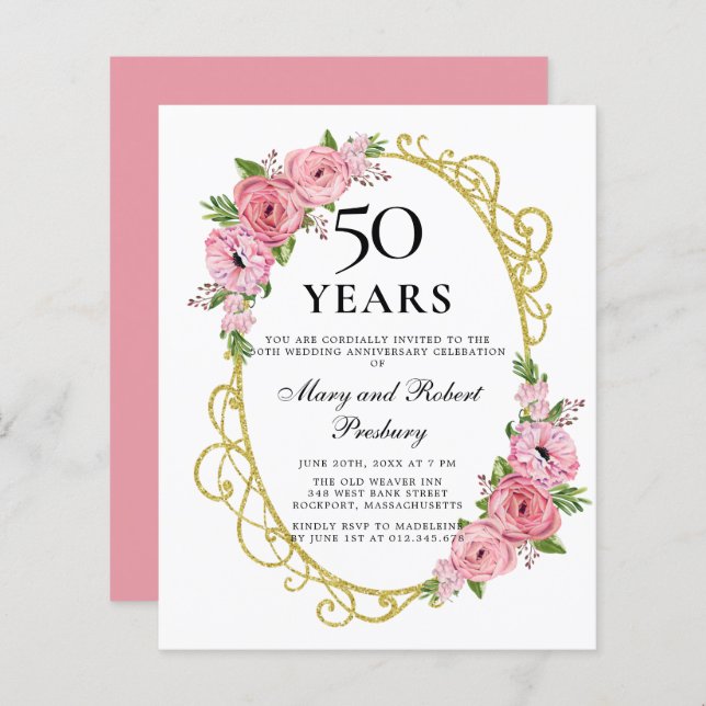 Budget 50 Jahre Jubiläum Rosa Blumenladen (Vorne/Hinten)