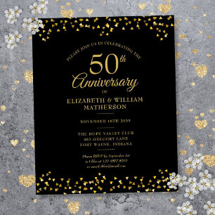 Budget 50. Jubiläums Schwarze und Goldene Einladun
