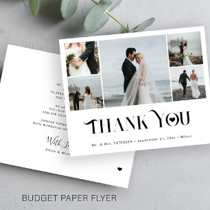 Budget 5 Foto-Collage moderne Hochzeits-Dankeskart Flyer
