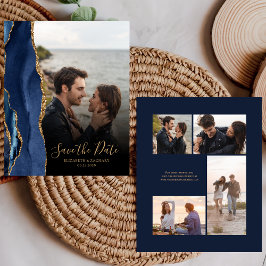 Budget 5 Foto Navy Blue Gold Agate Save the Date