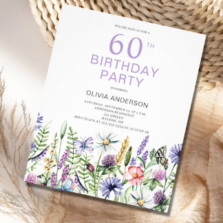Budget 60. Geburtstag Lila Blumenladen Flyer