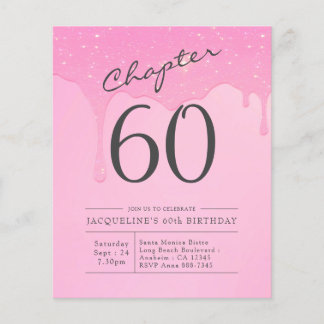 Budget 60. Geburtstag Pink Gray Einladung Flyer