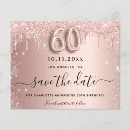 Budget 60. Geburtstag Rose Glitzer Save the Date