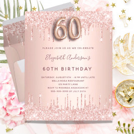 Budget 60. Geburtstag Rose Gold Glitzer Rosa Tropf