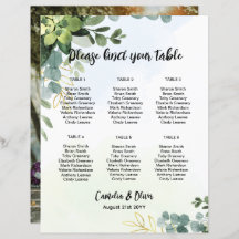 BUDGET 6 Table Wedding Seating Chart Green