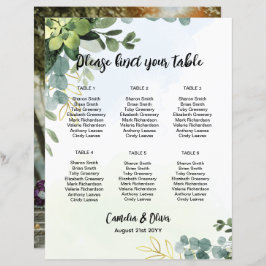 BUDGET 6 Table Wedding Seating Chart Green