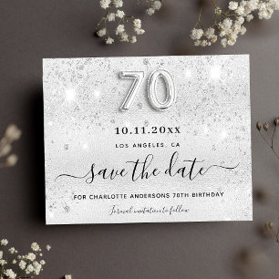Budget 70. Geburtstag Silber Glitzer Save the Date