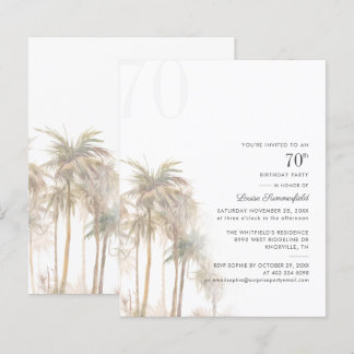 Budget 70. Geburtstagsparty Palm Tree Einladung
