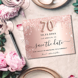 Budget 70. Rose Save the Date Karte