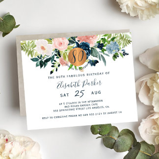 Budget 80. Blumengeburtstag Einladung