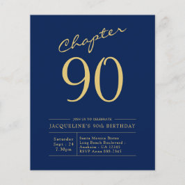 Budget 90. Geburtstag Einladung Navy Blue Flyer