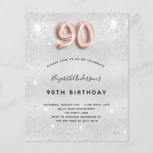 Budget 90. Geburtstag Silbergoldene Rose Einladung