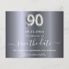 Budget 90. Geburtstag Silbermetall Save the Date