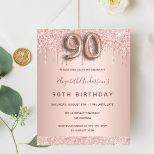 Budget 90. Rose Gold Glitzer Einladung